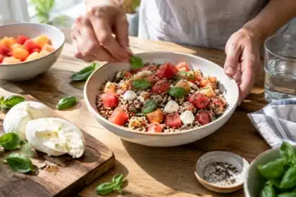 Recette salade de quinoa, pastèque et burrata validée par Yuka